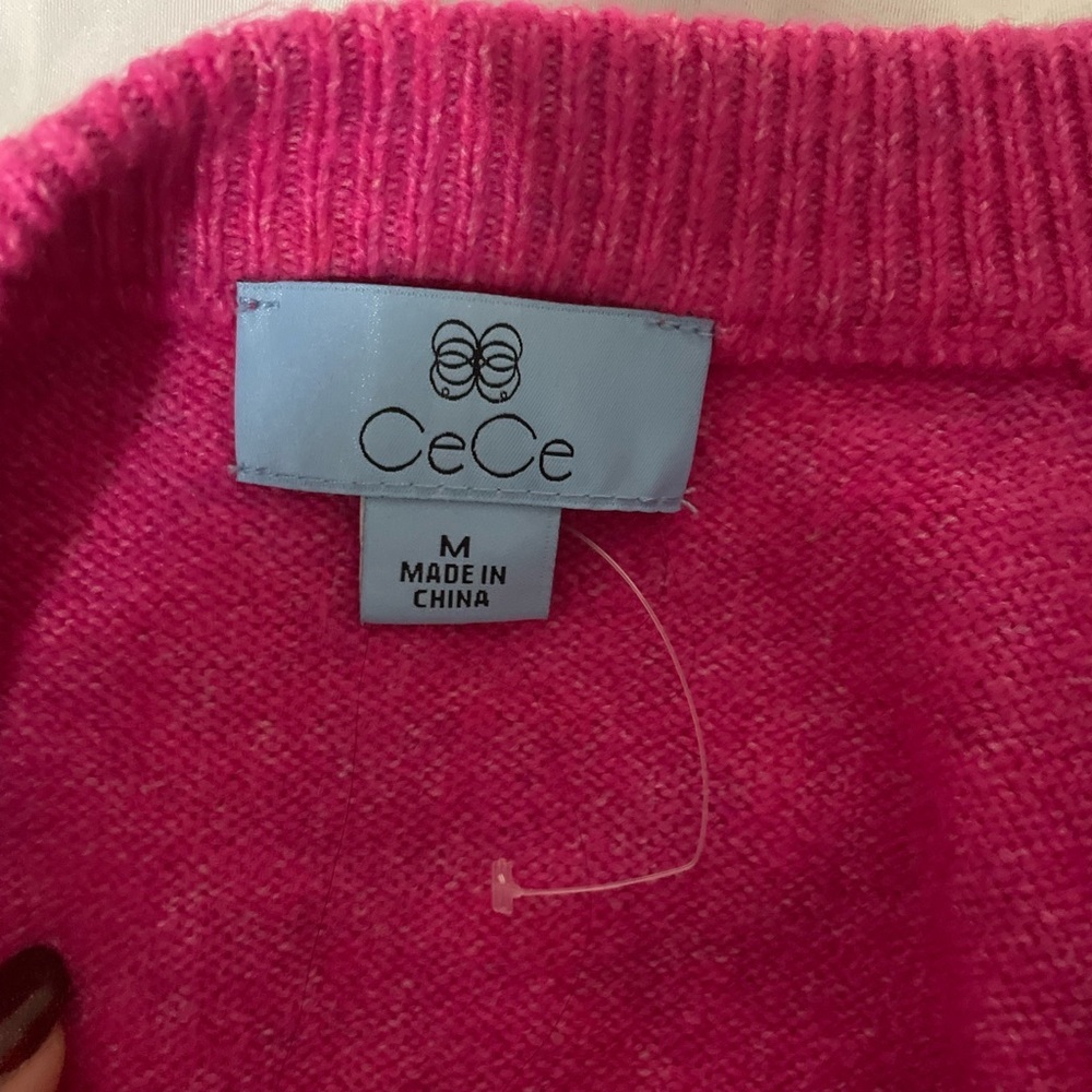 CeCe Fuchsia Sweater with Pearl Details - Picture 4 of 15